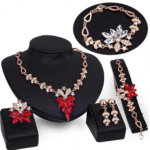 Birthday Gift Durable Necklace Earrings Bracelet Ring Jewelry Set