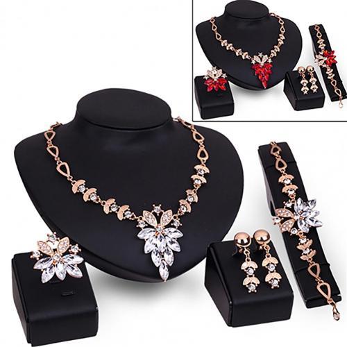 Birthday Gift Durable Necklace Earrings Bracelet Ring Jewelry Set