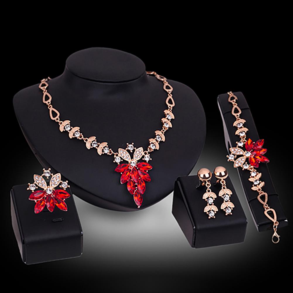 Birthday Gift Durable Necklace Earrings Bracelet Ring Jewelry Set