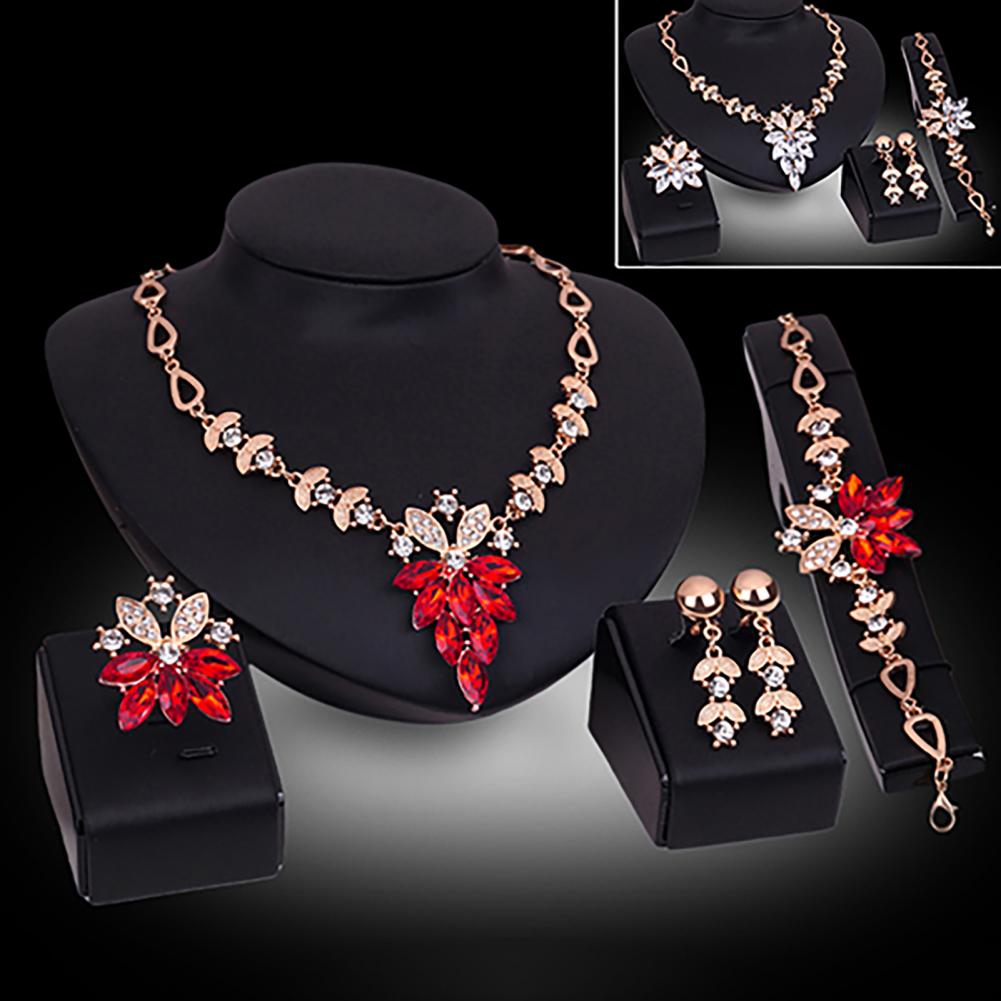 Birthday Gift Durable Necklace Earrings Bracelet Ring Jewelry Set