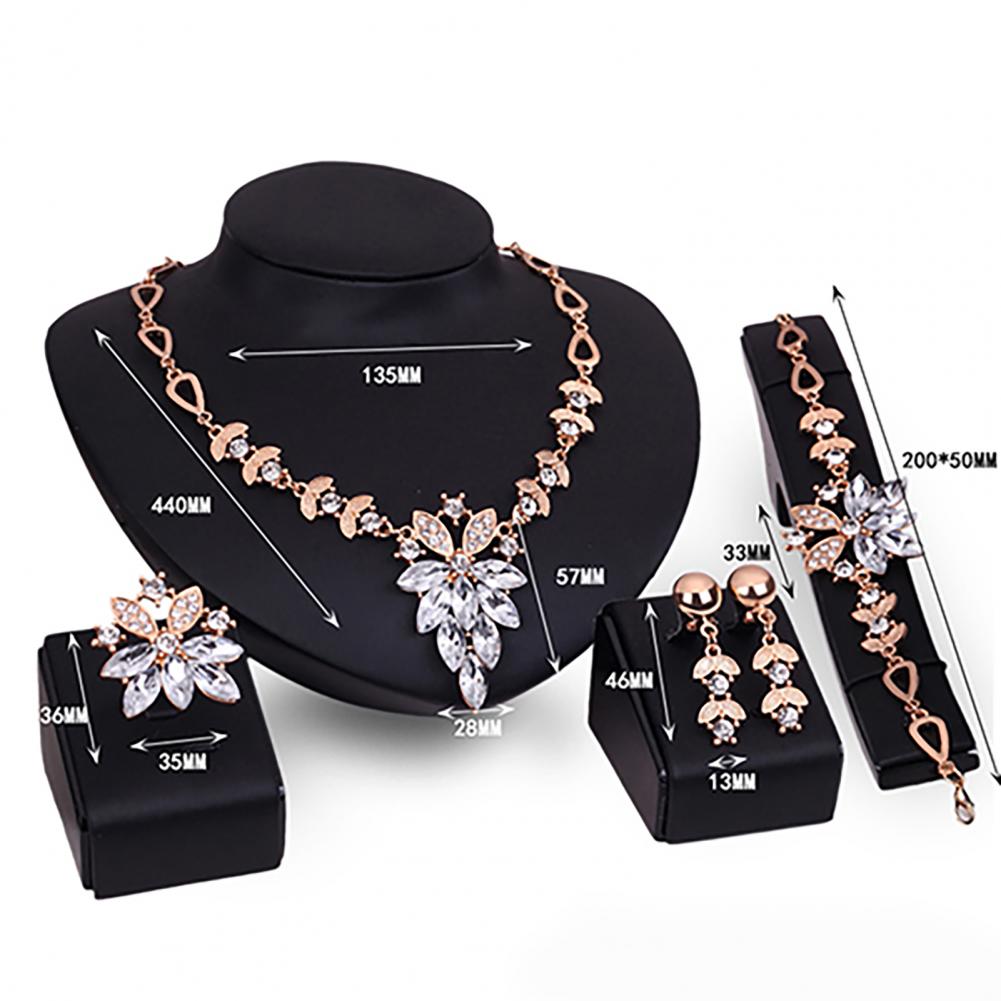 Birthday Gift Durable Necklace Earrings Bracelet Ring Jewelry Set