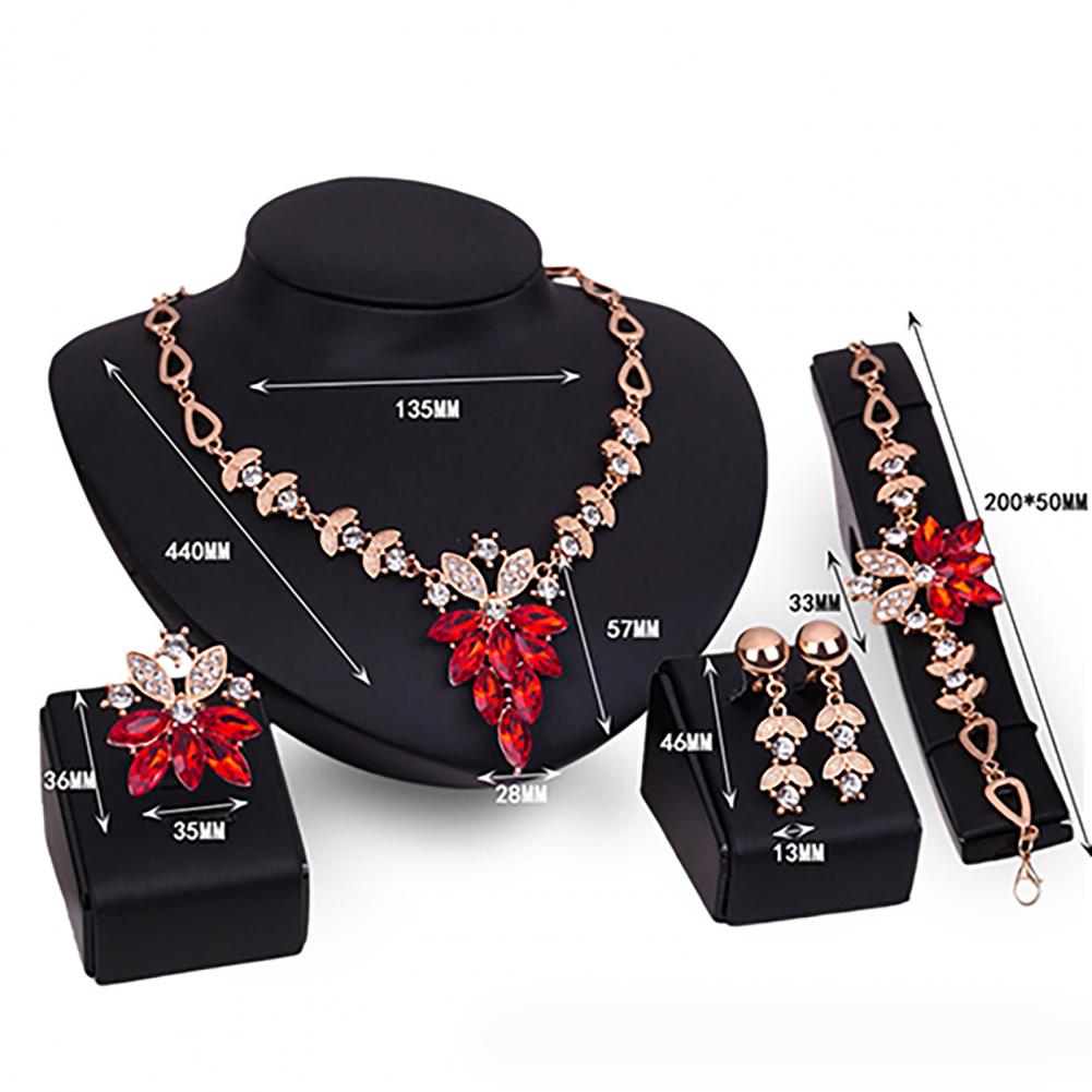 Birthday Gift Durable Necklace Earrings Bracelet Ring Jewelry Set