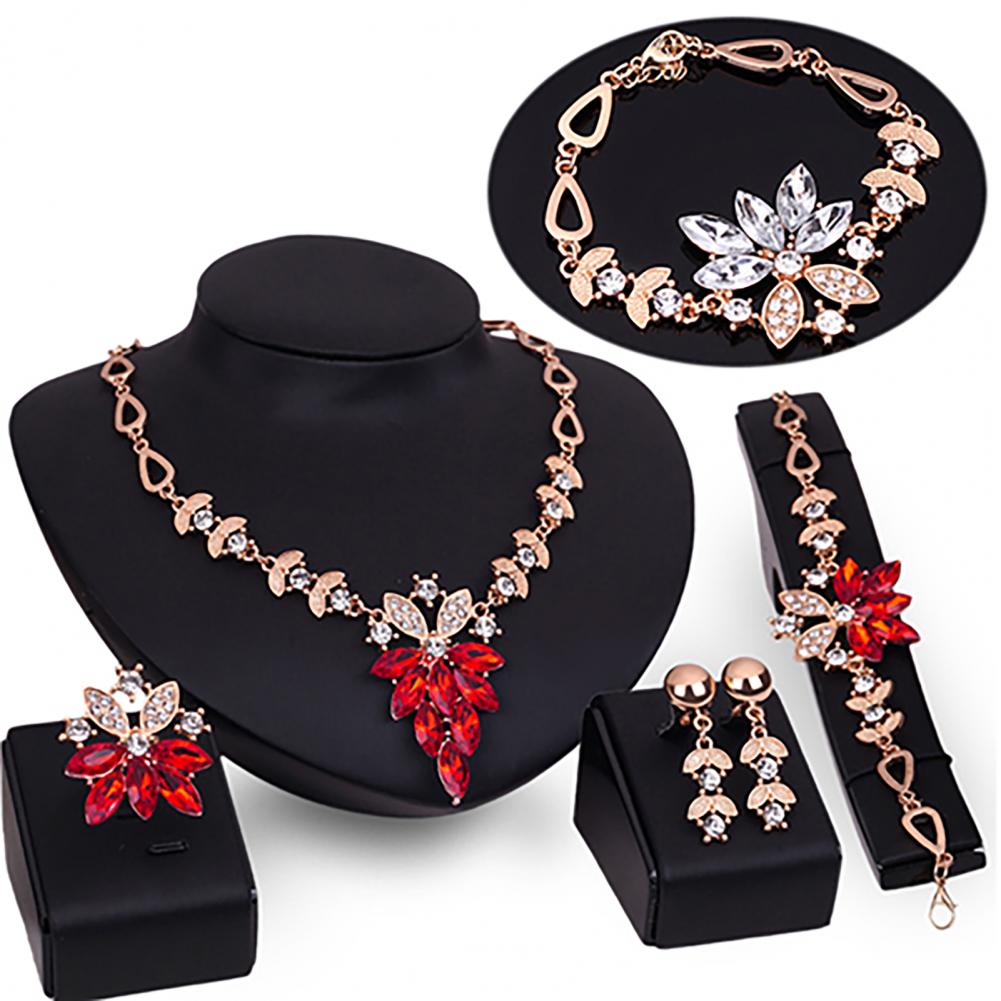 Birthday Gift Durable Necklace Earrings Bracelet Ring Jewelry Set