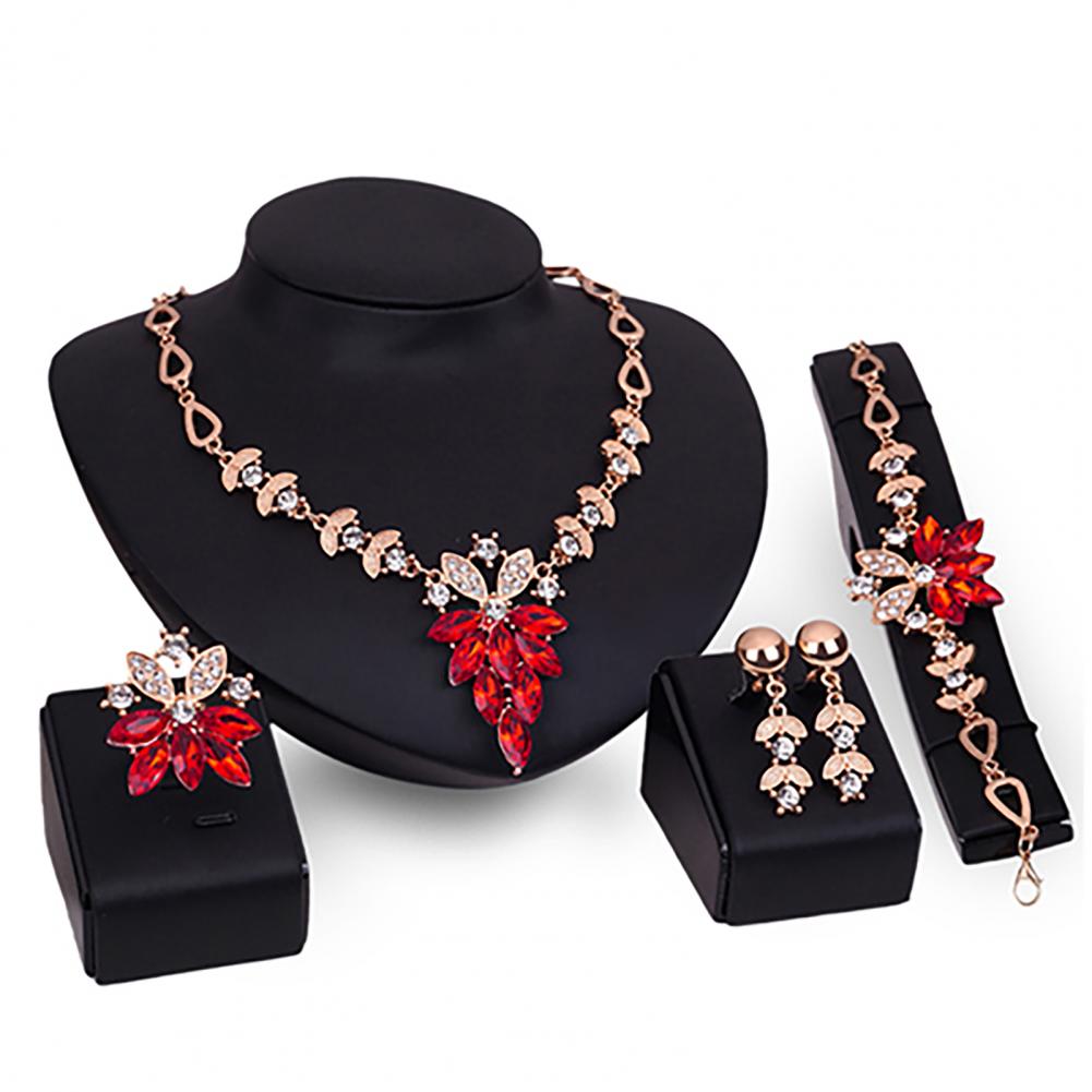 Birthday Gift Durable Necklace Earrings Bracelet Ring Jewelry Set