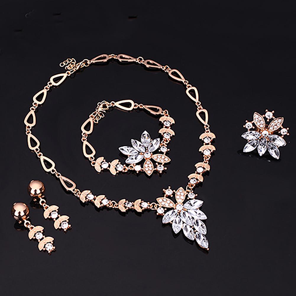 Birthday Gift Durable Necklace Earrings Bracelet Ring Jewelry Set