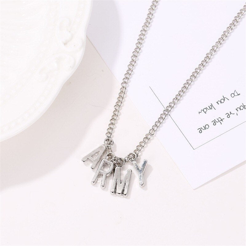 Fashion Simple Alloy Letters Army Clavicle Chain Necklace