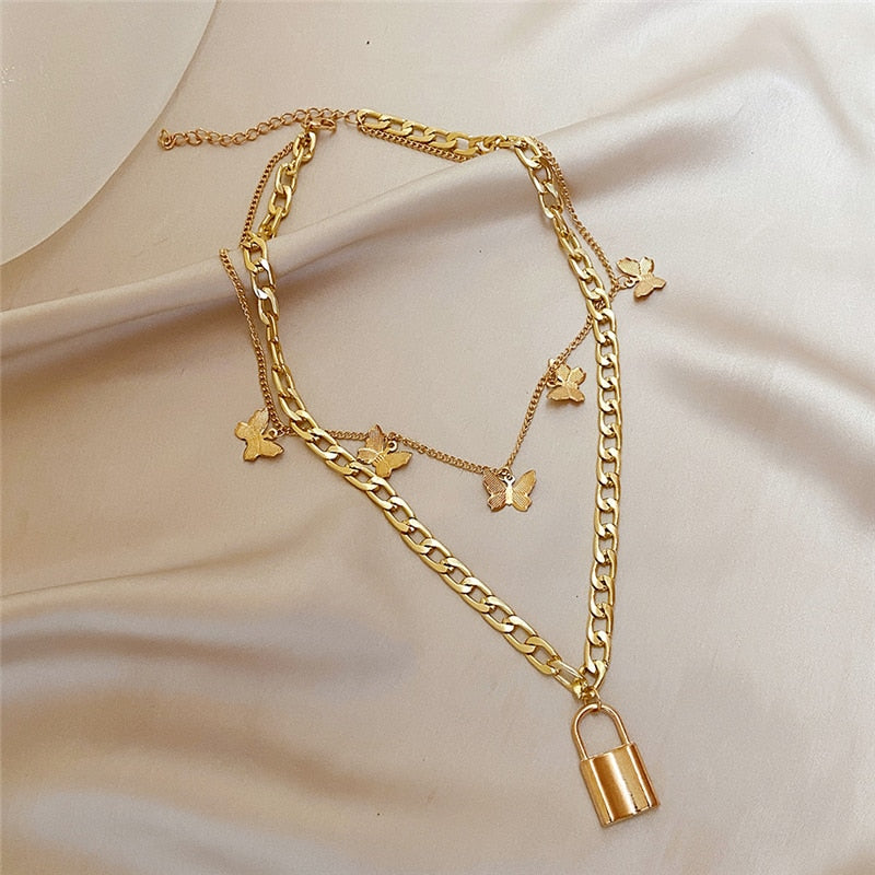 Trendy Multilayer Heart Snake Pendant Necklace