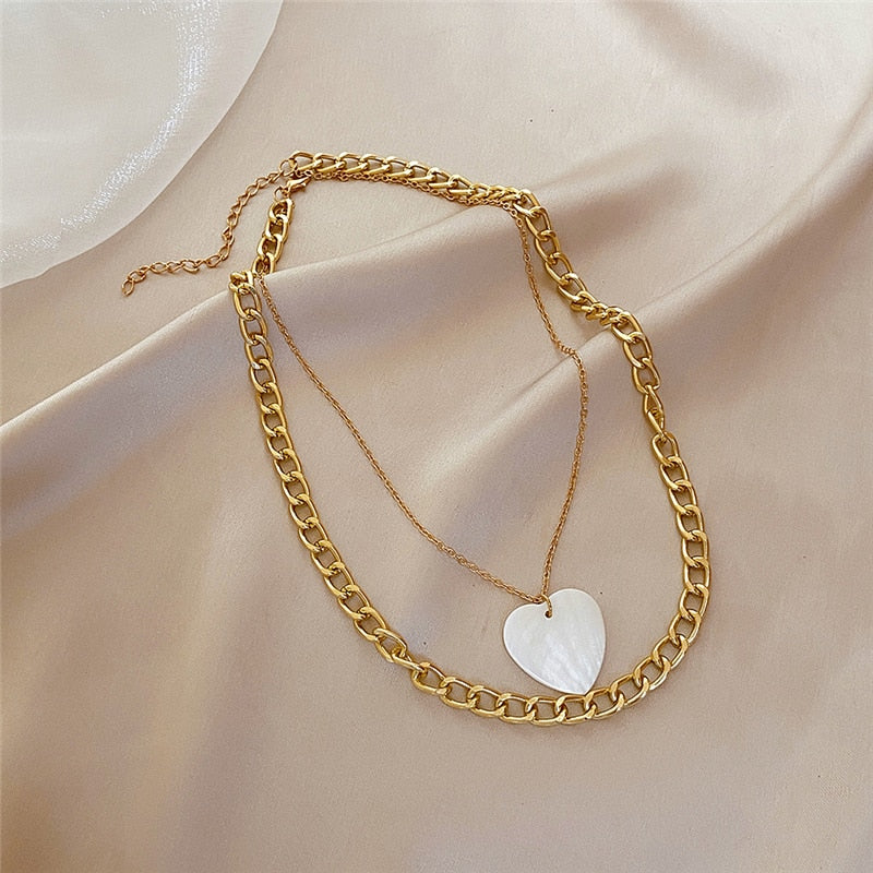 Trendy Multilayer Heart Snake Pendant Necklace