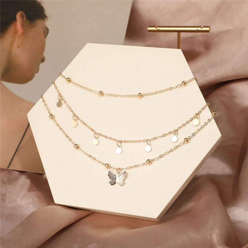 Trendy Multilayer Heart Snake Pendant Necklace