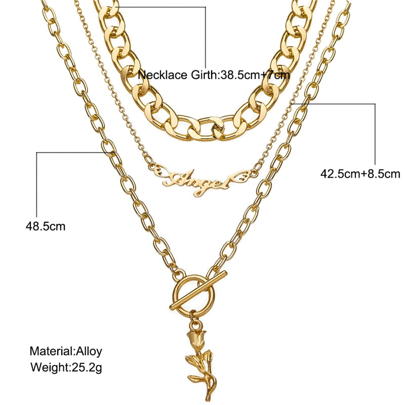 Trendy Multilayer Heart Snake Pendant Necklace