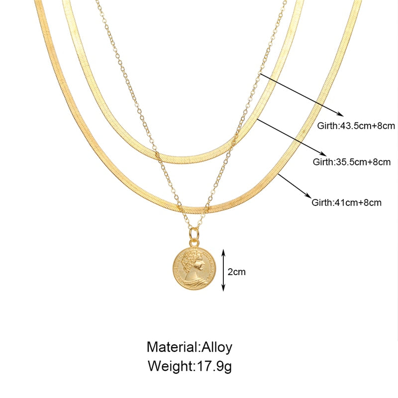 Trendy Multilayer Heart Snake Pendant Necklace