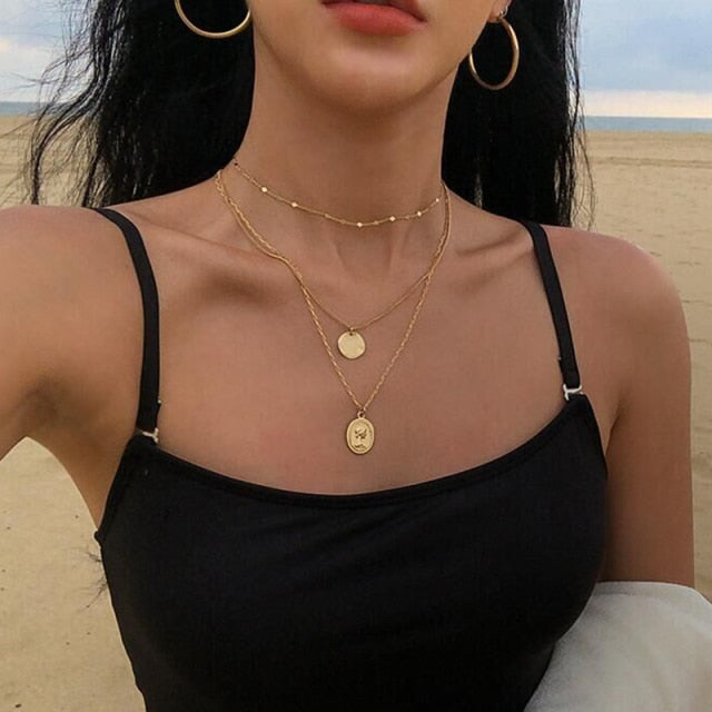 Trendy Multilayer Heart Snake Pendant Necklace