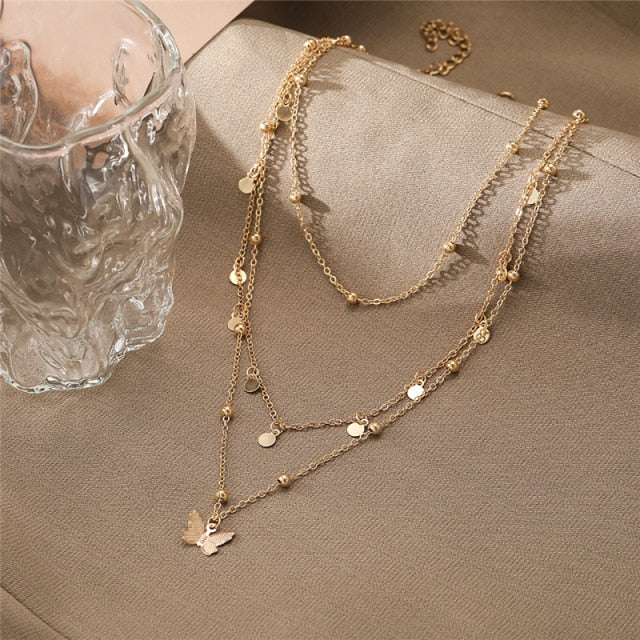 Trendy Multilayer Heart Snake Pendant Necklace