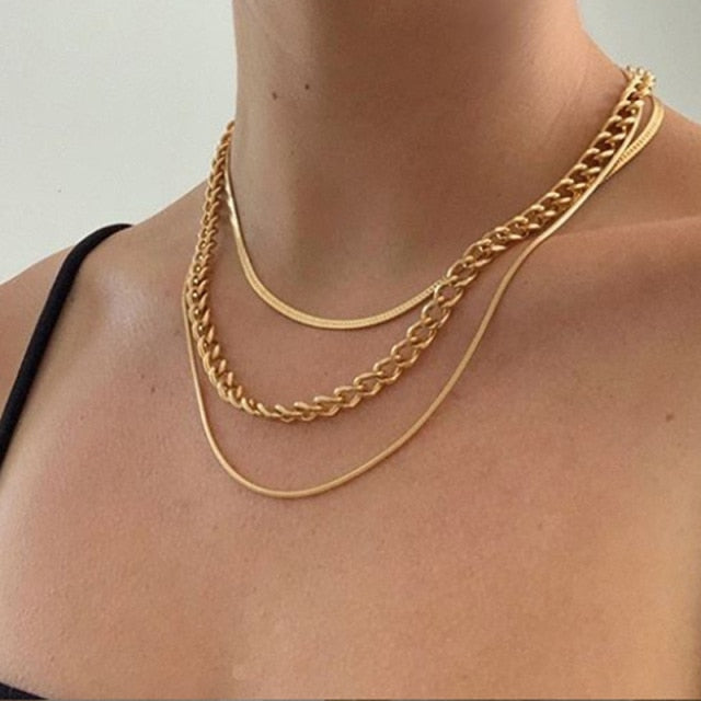 Trendy Multilayer Heart Snake Pendant Necklace