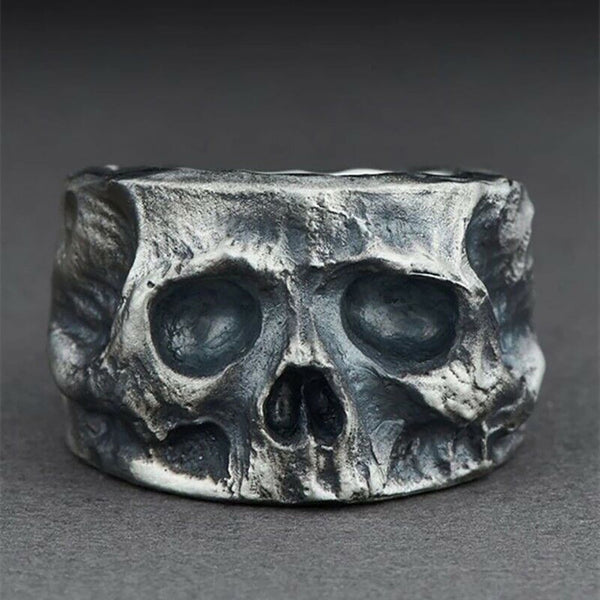 Anillo de dedo vintage con calavera de esqueleto de alta calidad