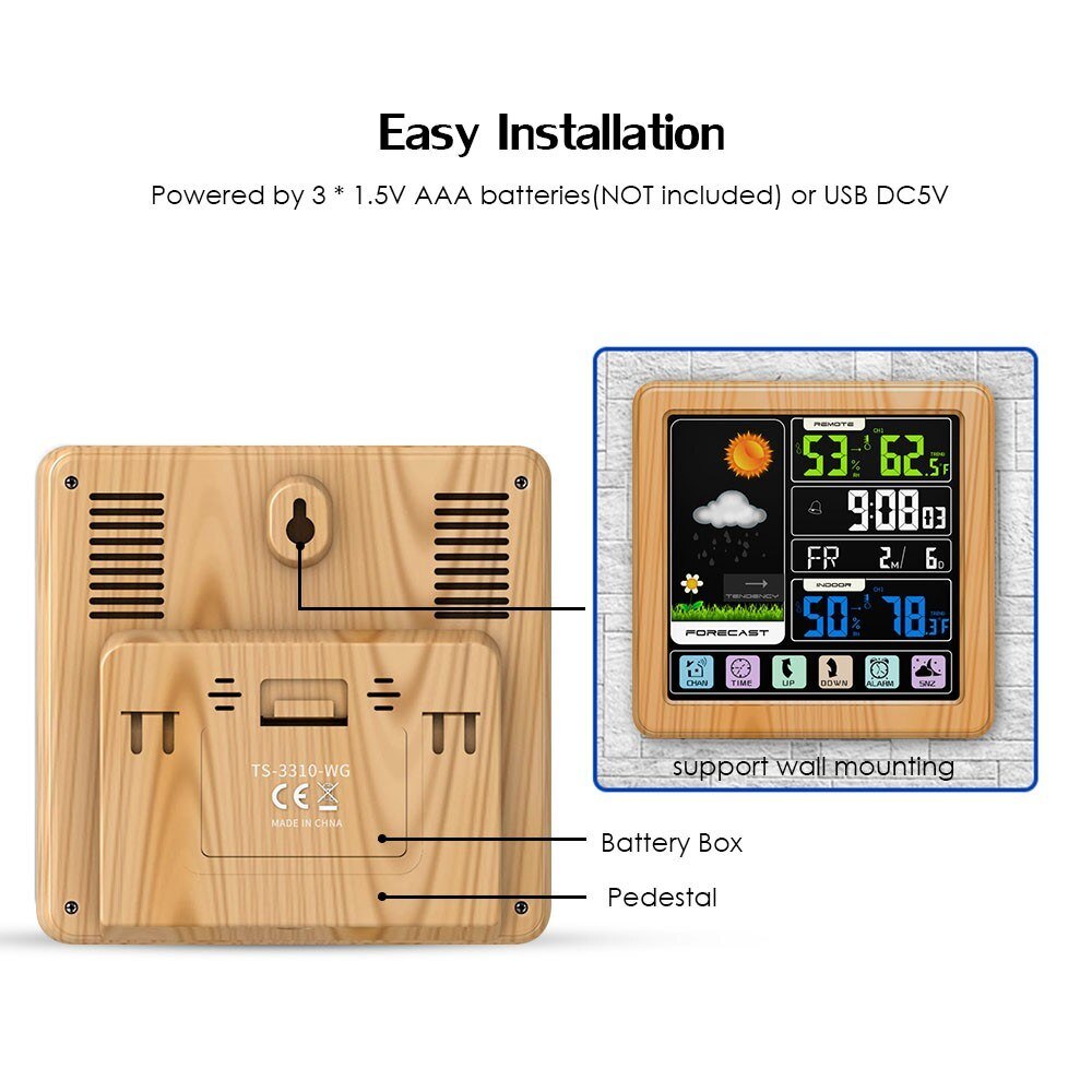Color Weather Station  Wireless Weather Touch Screen Clock