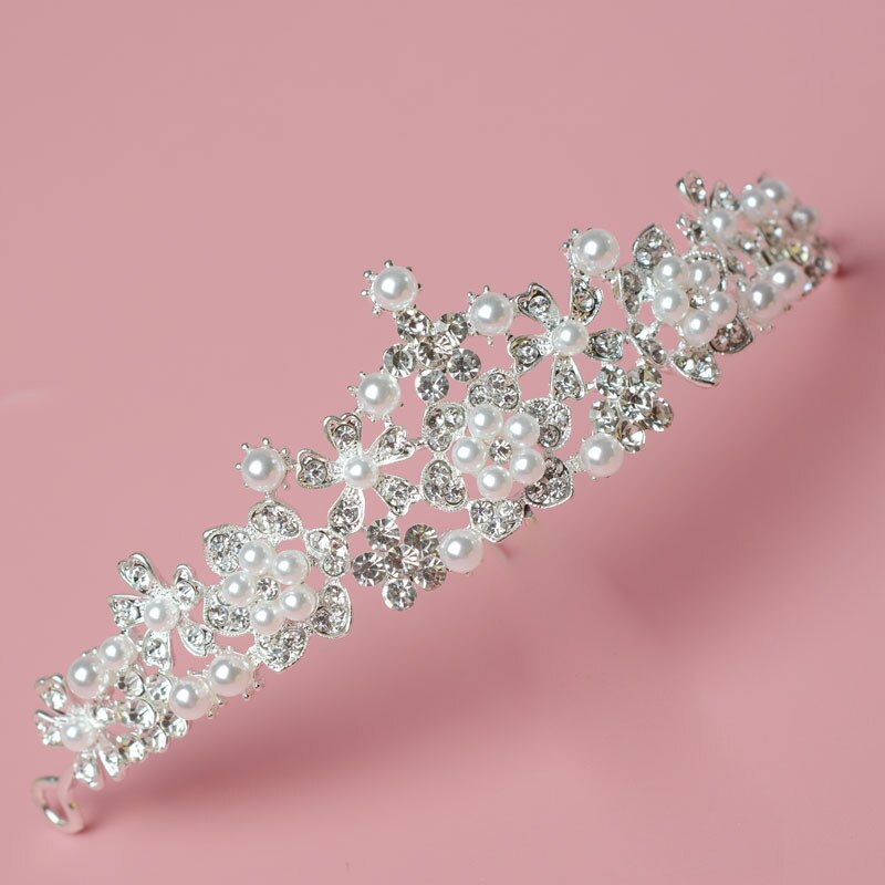 Pearl Tiara Necklace Earrings Sets