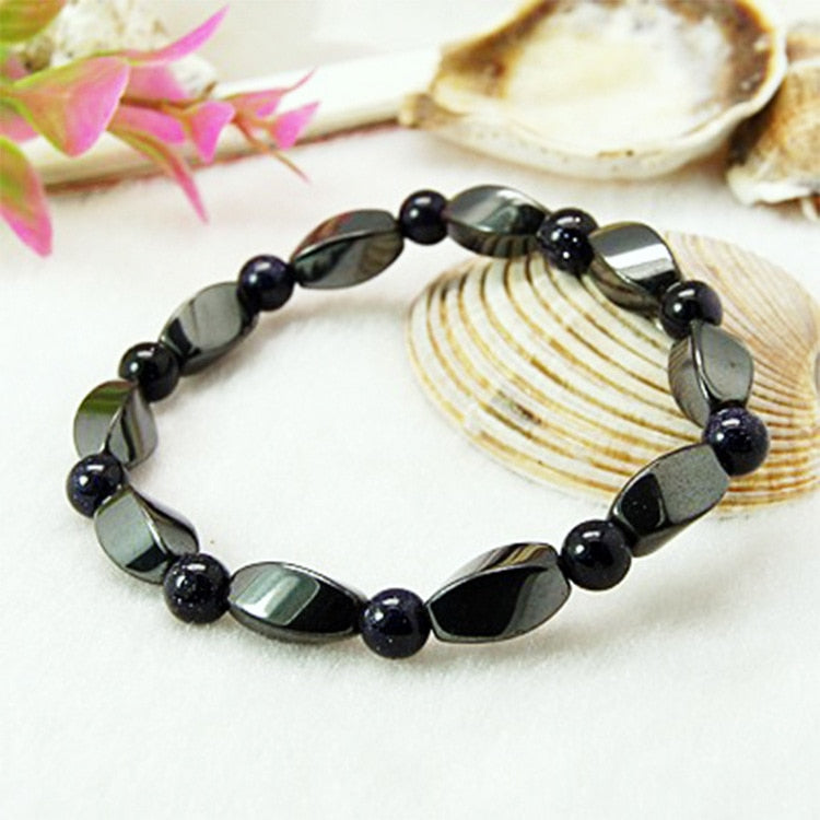 Black Stone Blue Cat Eye  Bracelet