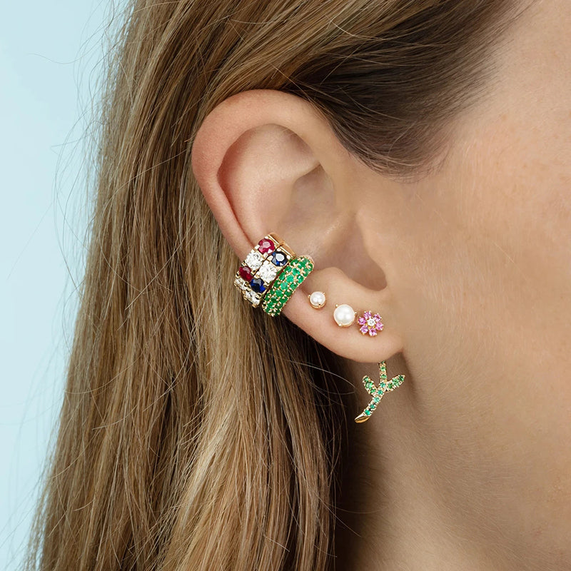 Punk Rock Gold Color Clip Earrings