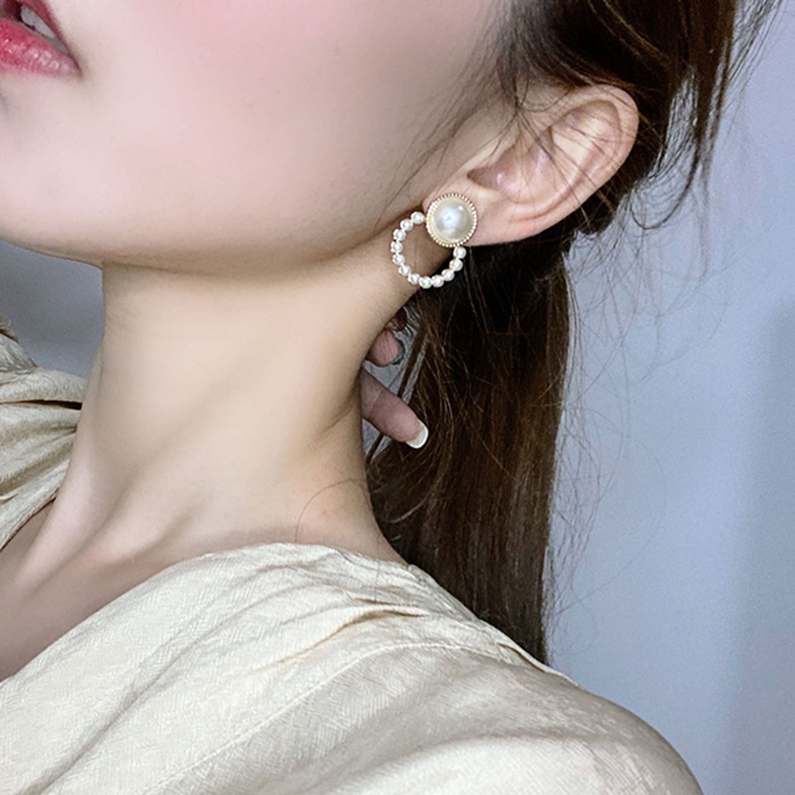 Women Earrings Imitation Pearls Ball Hook Earring