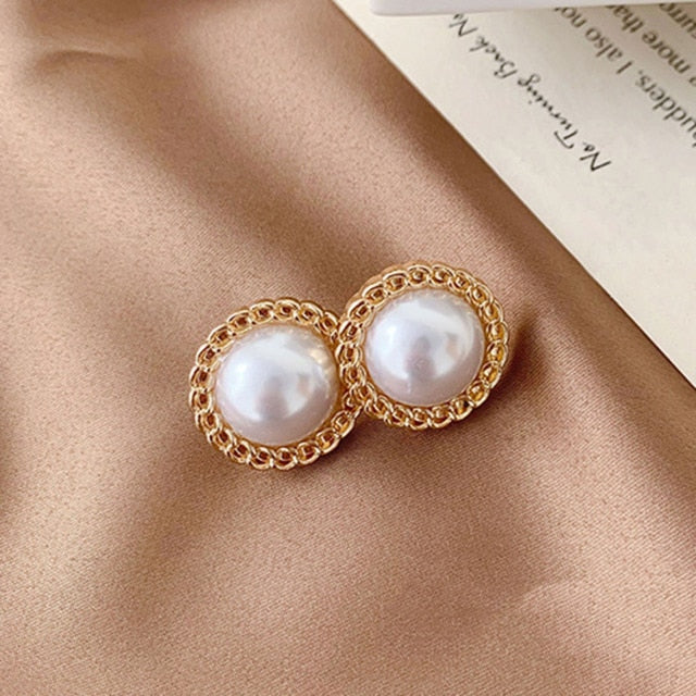 Women Earrings Imitation Pearls Ball Hook Earring