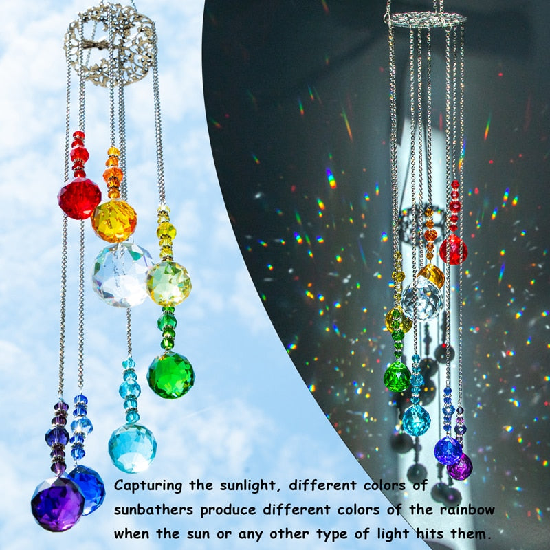 Chakra Crystal Ball Prisms Suncatcher Tree of Life Window Hanging Ornament