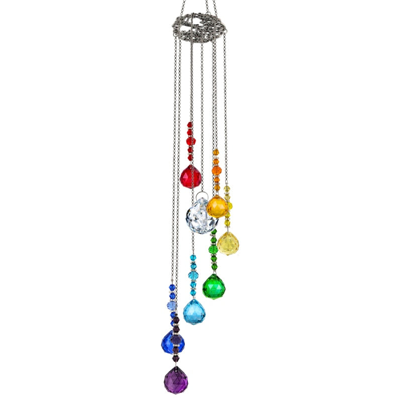Chakra Crystal Ball Prisms Suncatcher Tree of Life Window Hanging Ornament