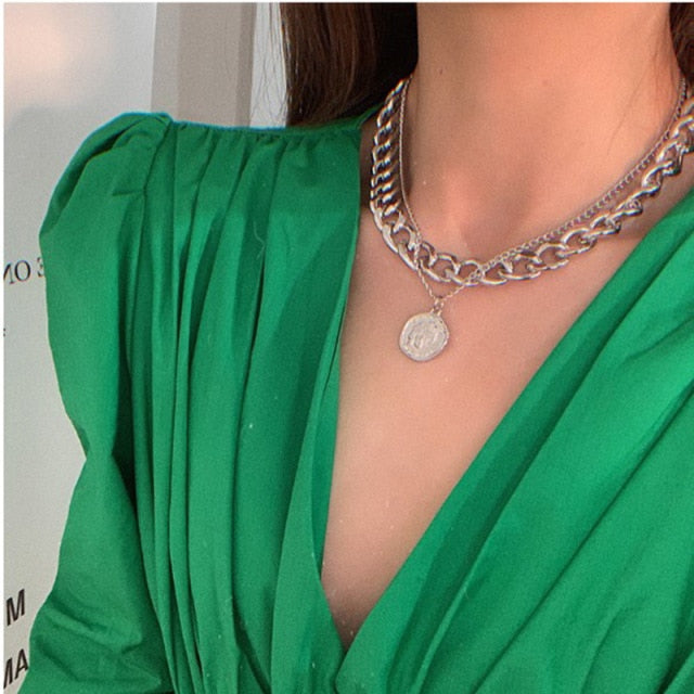 New Trendy Metal Ball Coin Cross Pendant