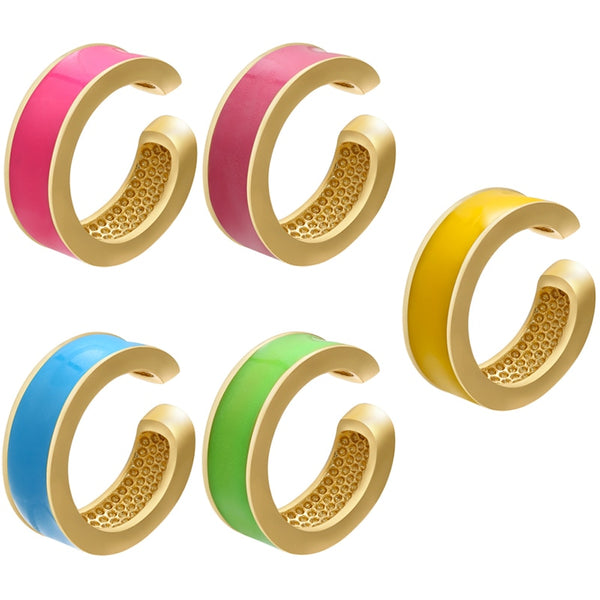 Hermosos pendientes de clip con piercing falso para oreja multicolor para mujer