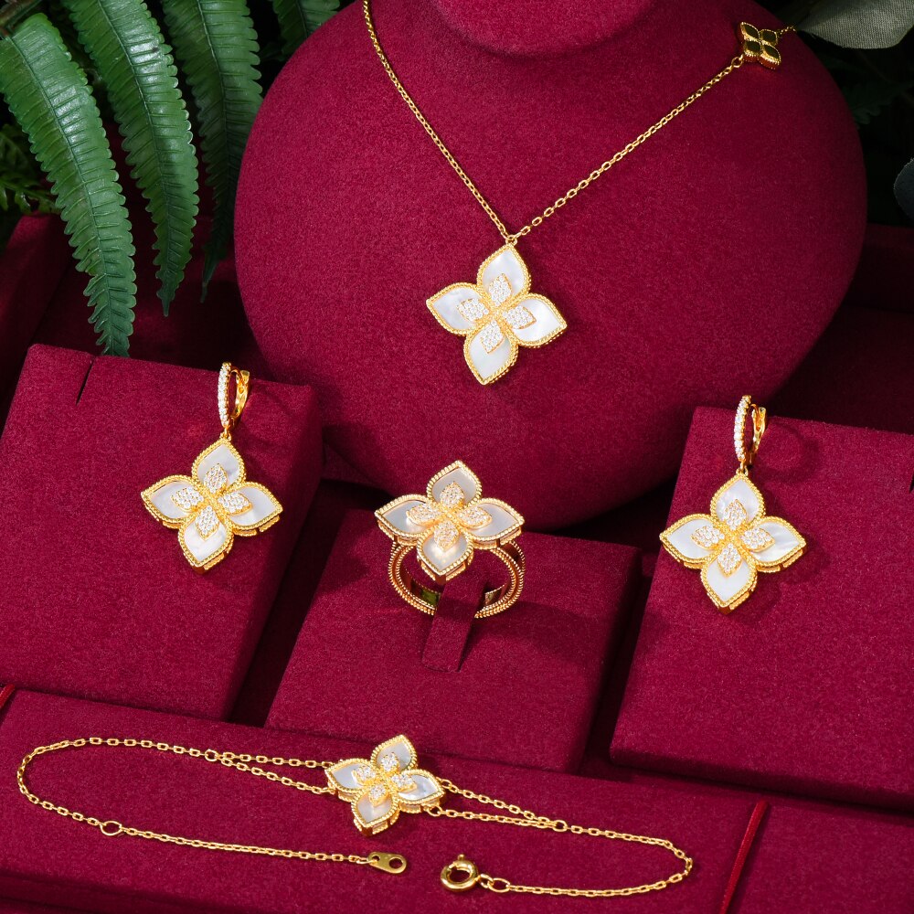 Flowers Luxury African Dubai Jewelry Sets