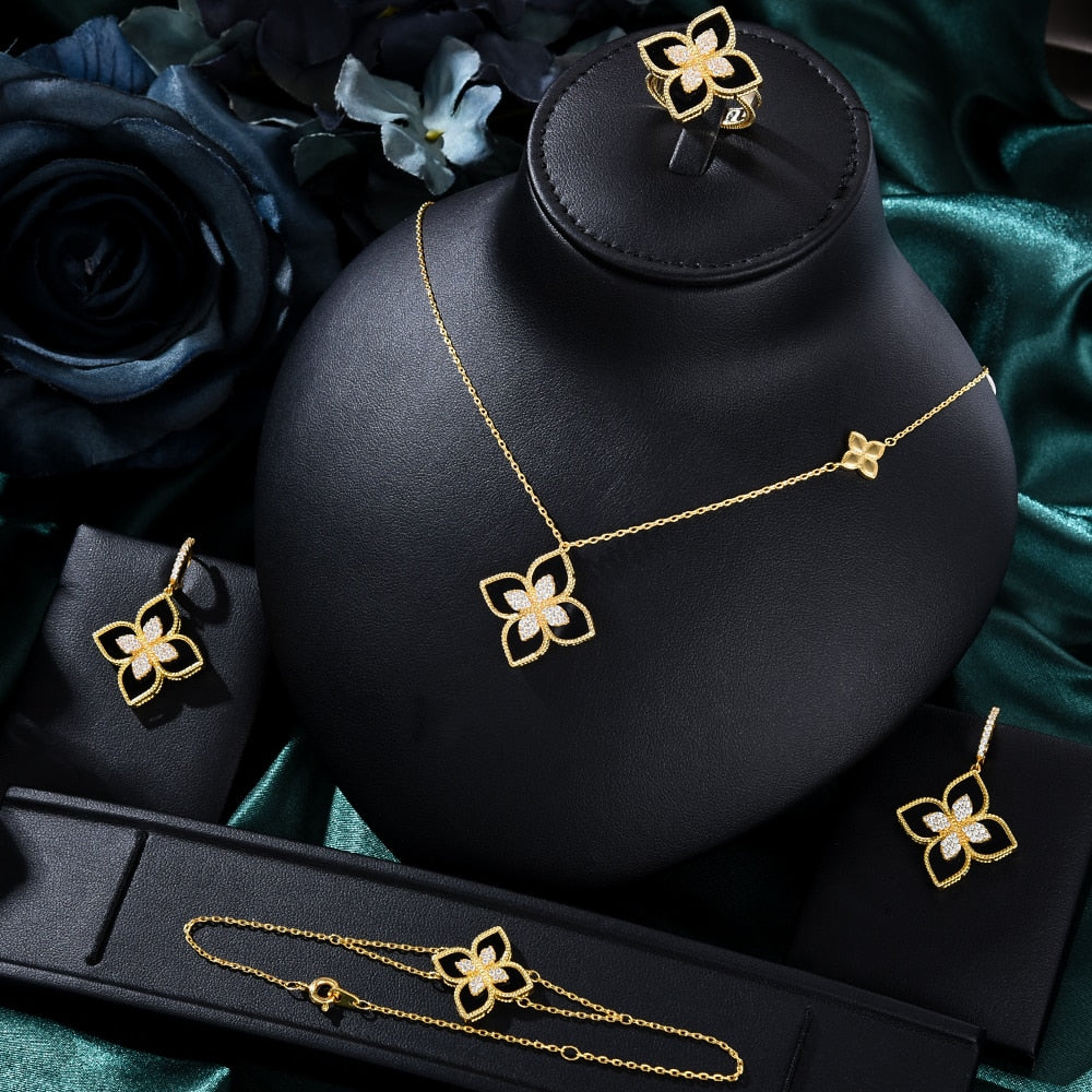 Flowers Luxury African Dubai Jewelry Sets