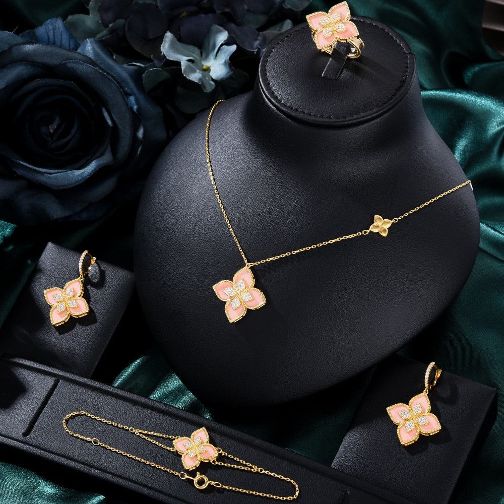 Flowers Luxury African Dubai Jewelry Sets