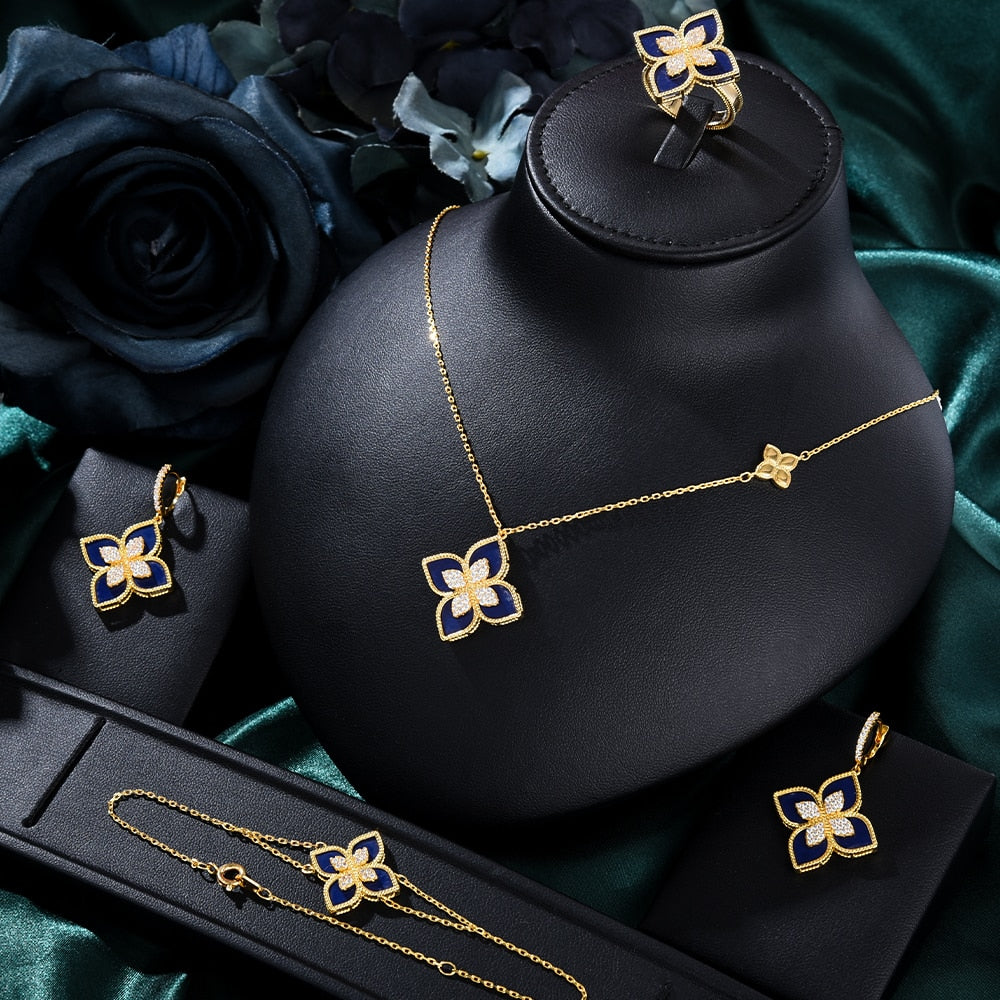Flowers Luxury African Dubai Jewelry Sets
