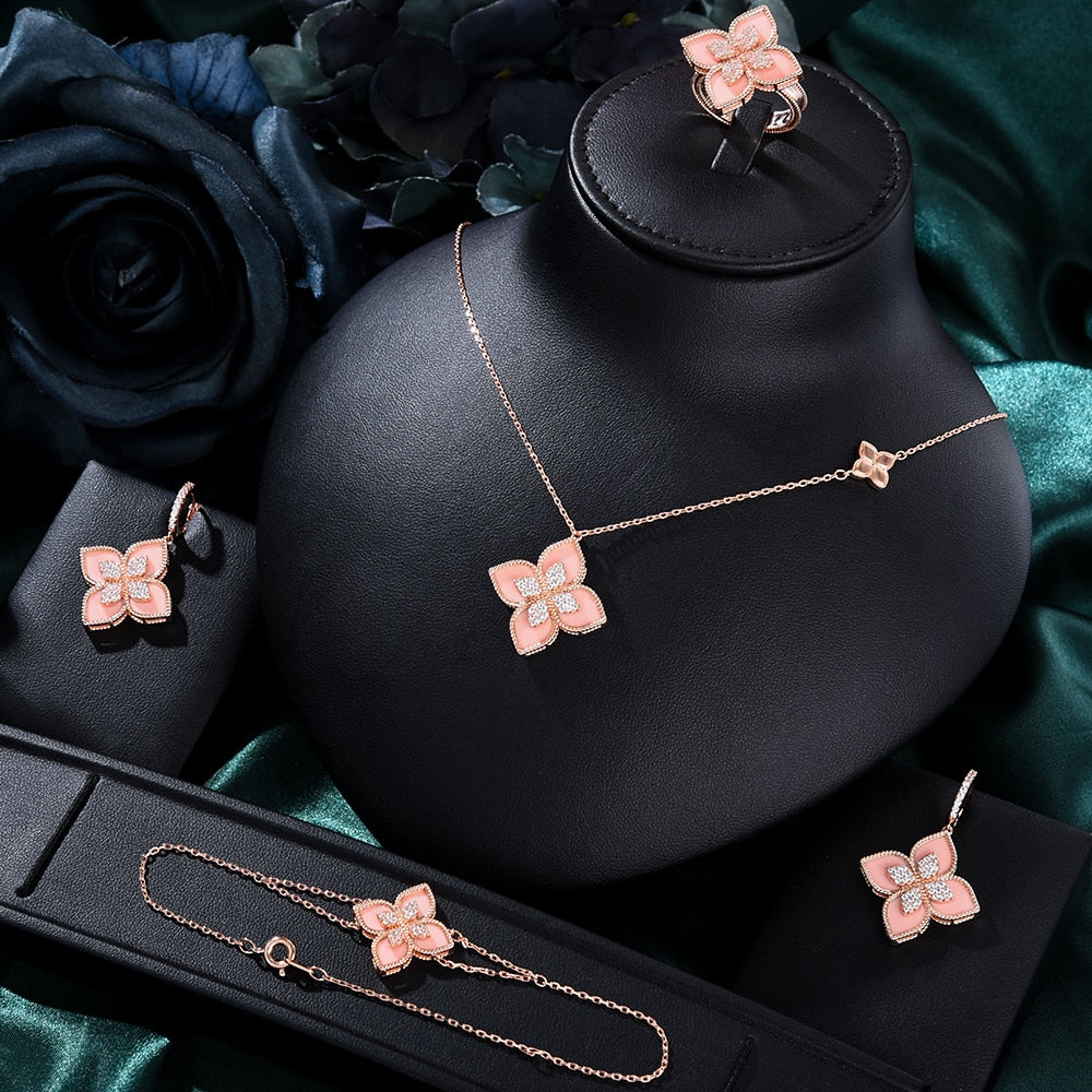 Flowers Luxury African Dubai Jewelry Sets