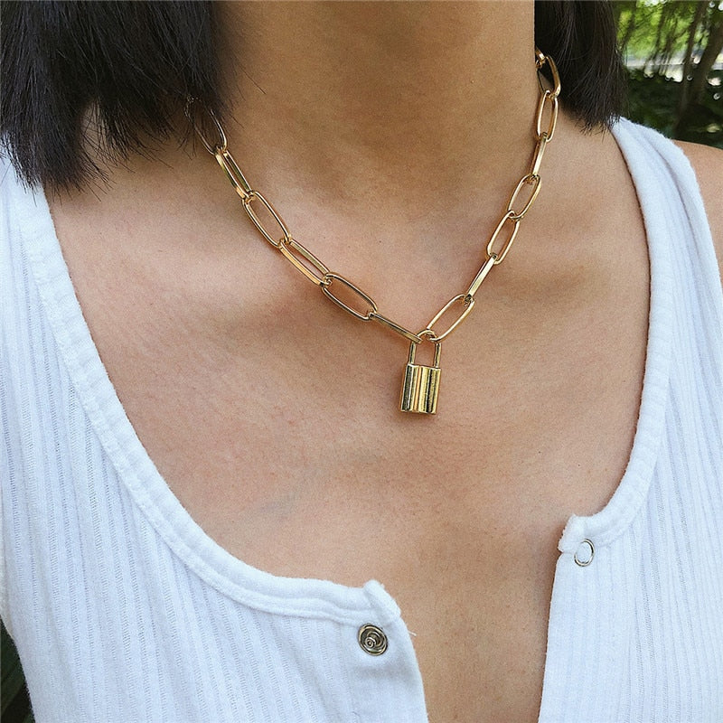 Lock Pendants Punk Necklaces