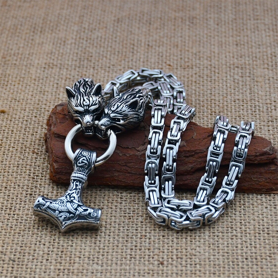 Nordic Celtic Wolf Men's Necklace