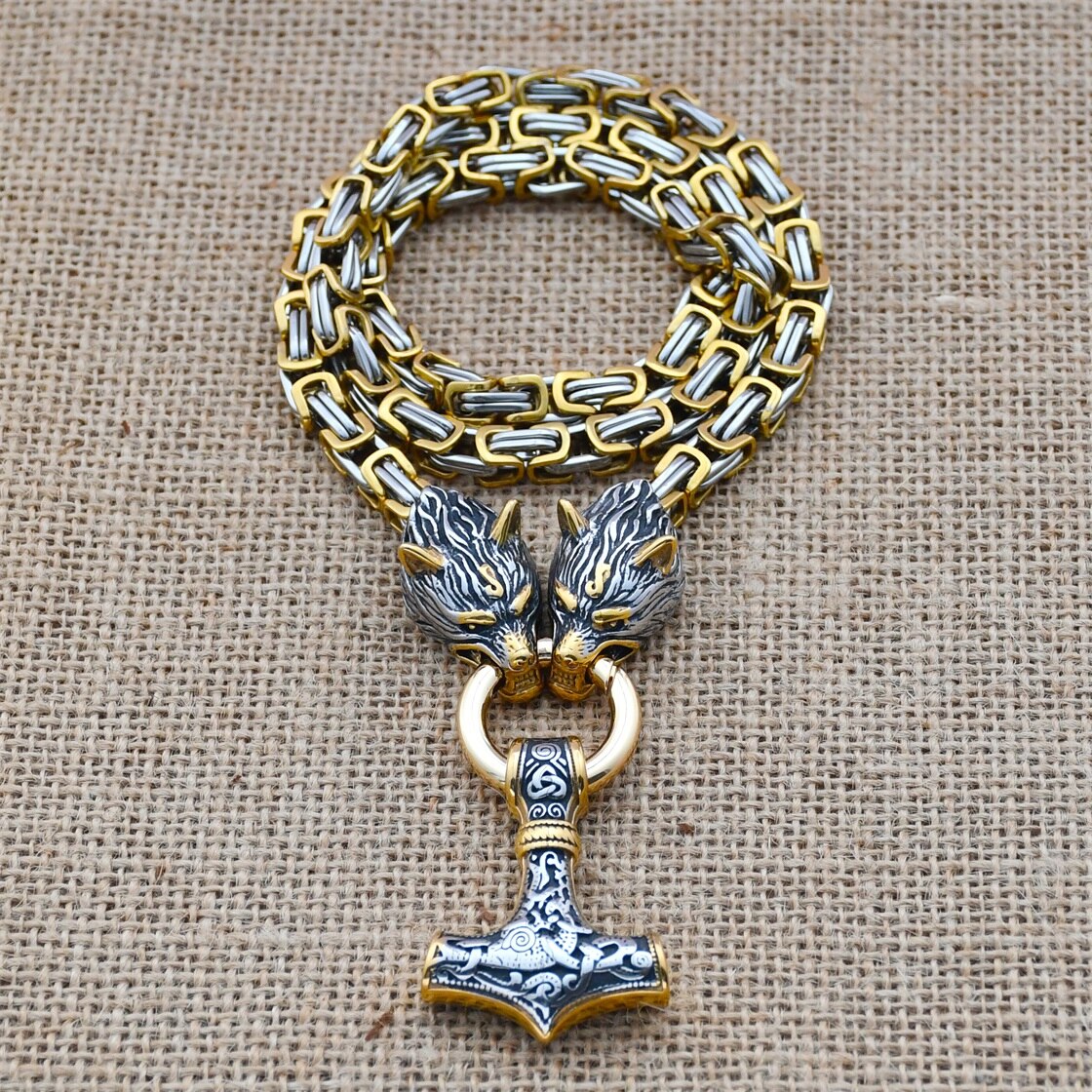 Nordic Celtic Wolf Men's Necklace