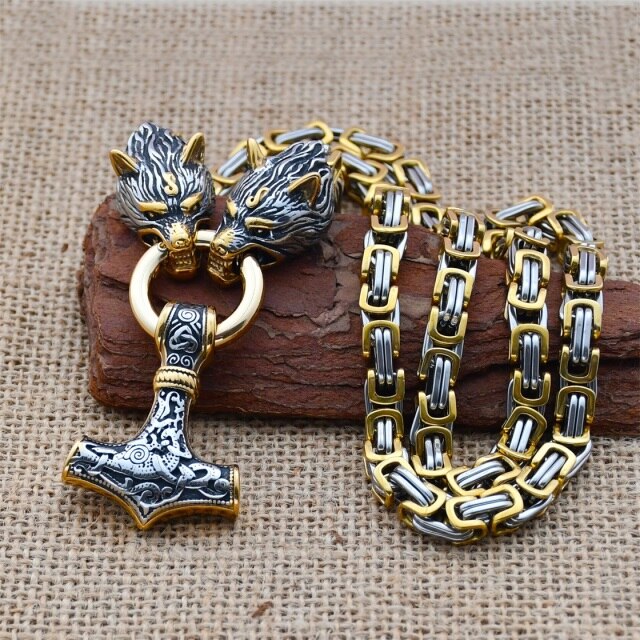 Nordic Celtic Wolf Men's Necklace