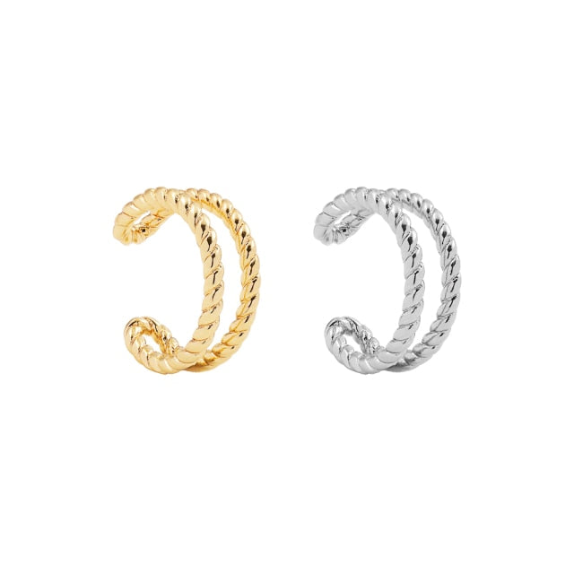 Punk Rock Gold Color Clip Earrings