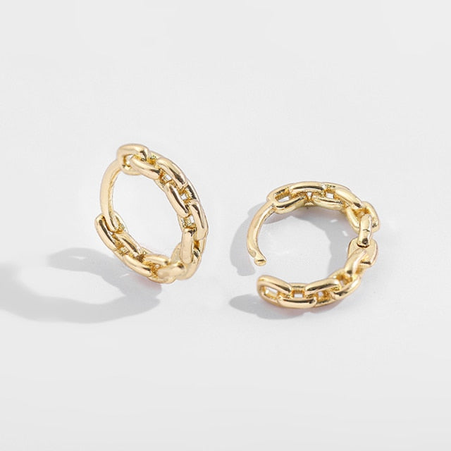 Punk Rock Gold Color Clip Earrings