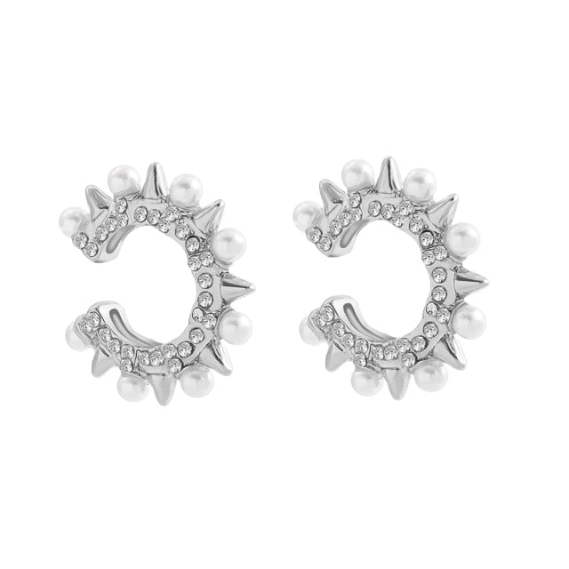 Punk Rock Gold Color Clip Earrings