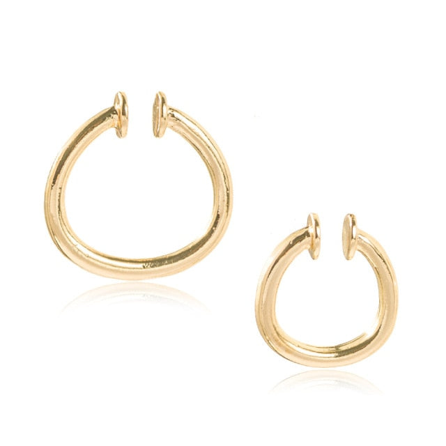Punk Rock Gold Color Clip Earrings