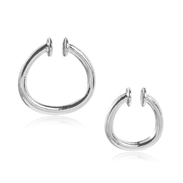Punk Rock Gold Color Clip Earrings