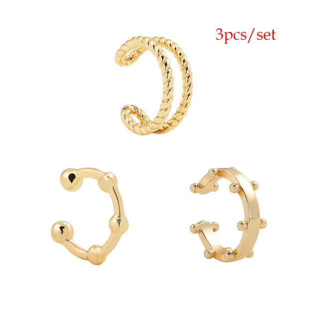 Punk Rock Gold Color Clip Earrings