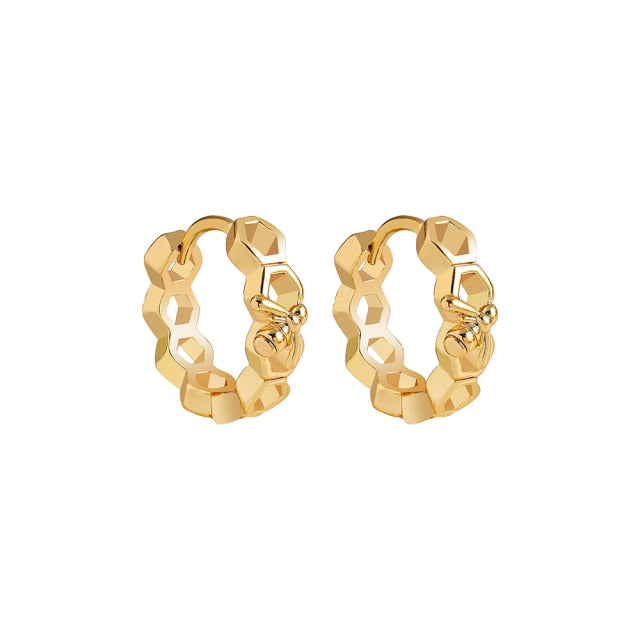 Punk Rock Gold Color Clip Earrings
