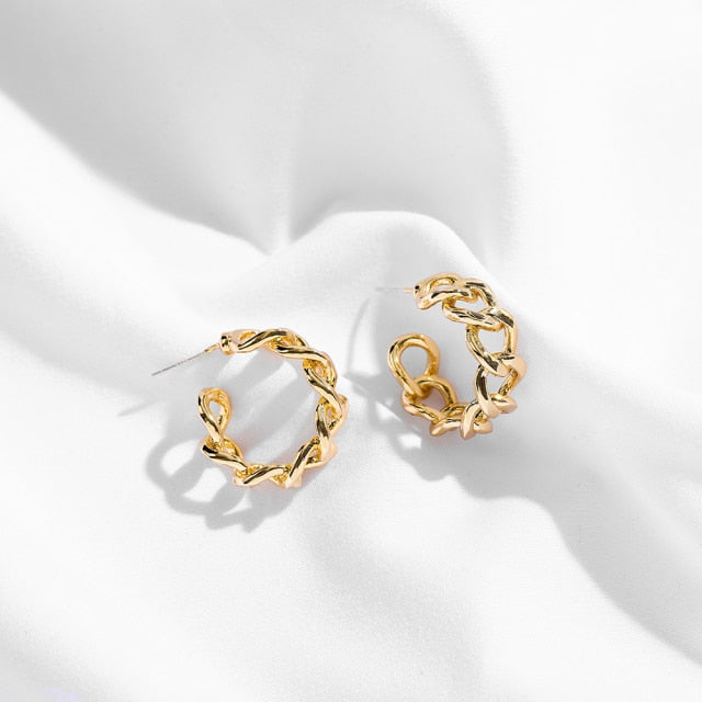 Punk Rock Gold Color Clip Earrings