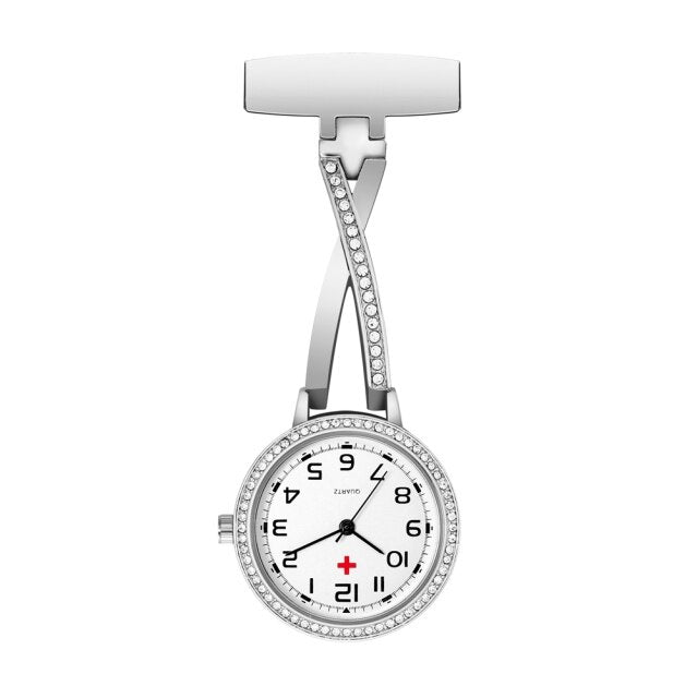 Fashion Rosegold CZ Nurse Clip-on Pocket Watch