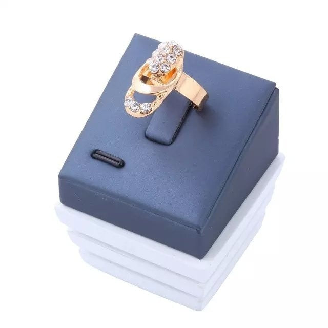 Gold Plated Crystal Zircon Metal Chain Necklace Bracelet Earring Ring Set