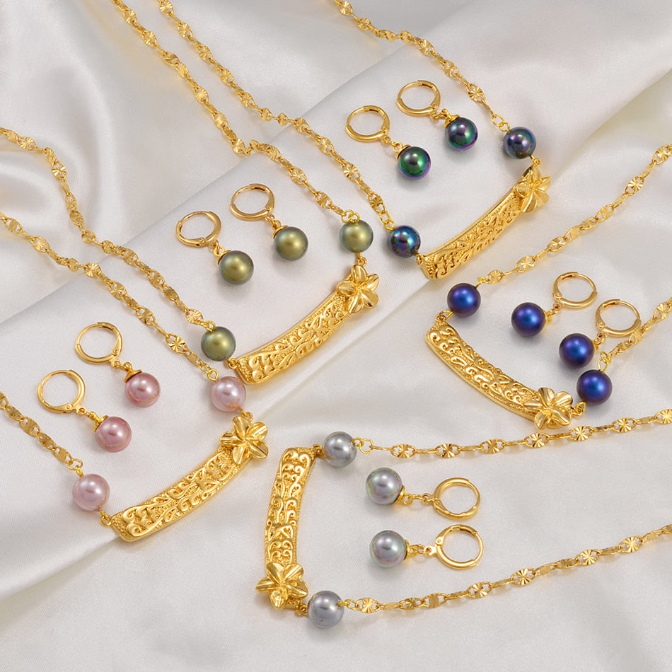 Hawaiian Pearl   Charm Pendant Necklaces Earrings Jewelry sets