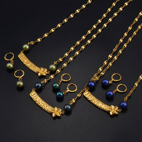 Hawaiian Pearl   Charm Pendant Necklaces Earrings Jewelry sets